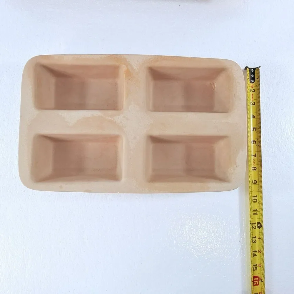 Pampered Chef Stoneware Mini Loaf Pan Classics 4 Cavity Break Baking Stone 1418